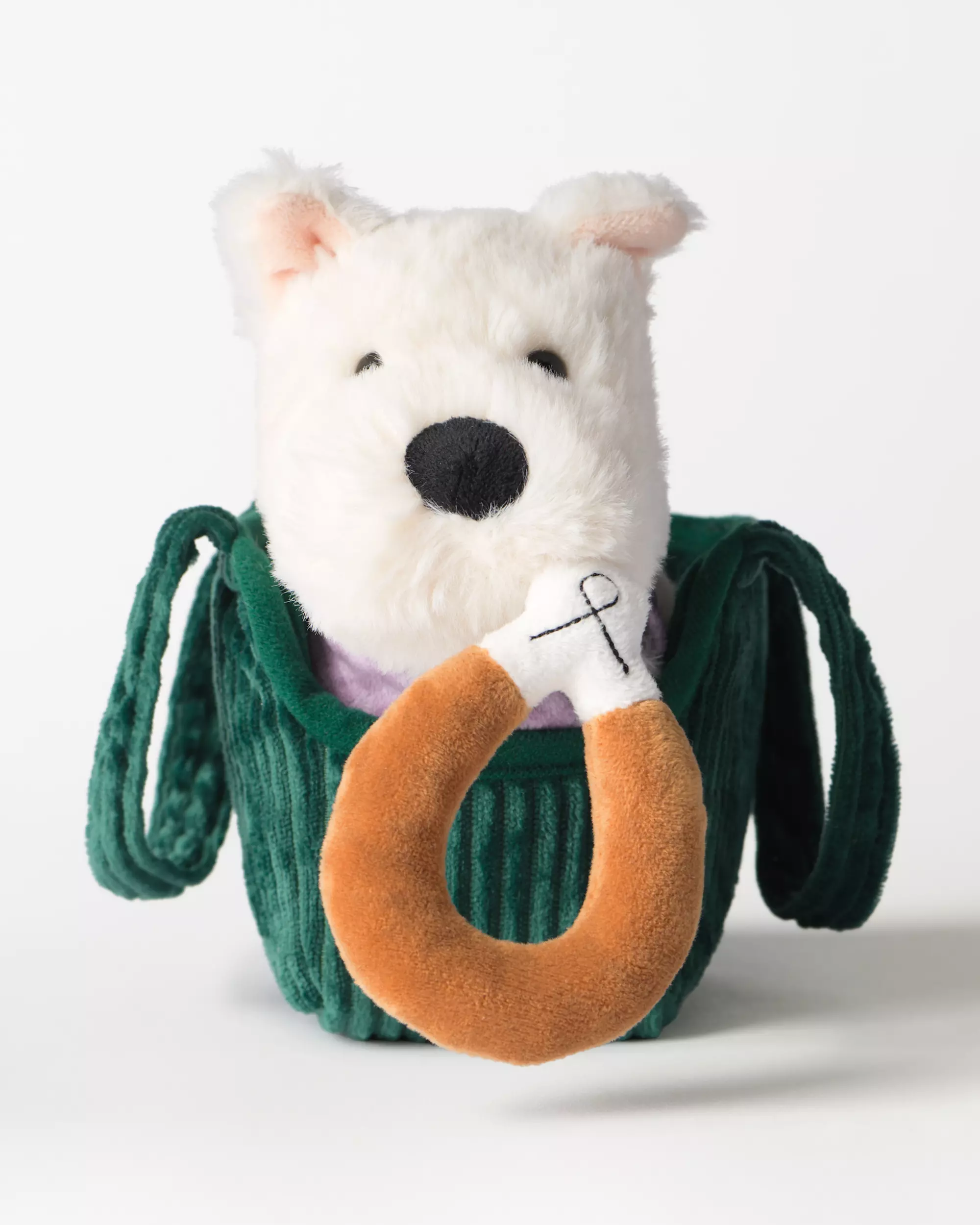 peluche chien dans un sac 21x19x10 cm 