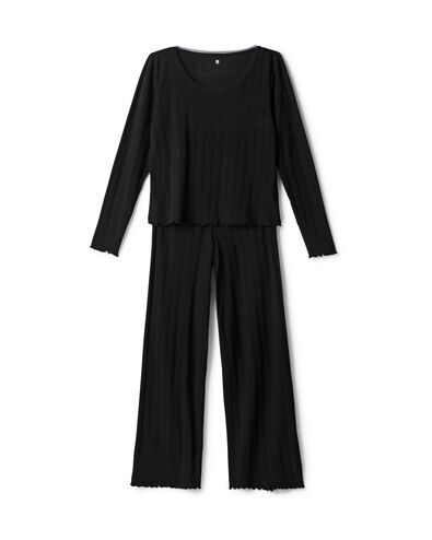 pyjama femme ajour&eacute; c&oelig;urs noir noir - 23401689BLACK - HEMA