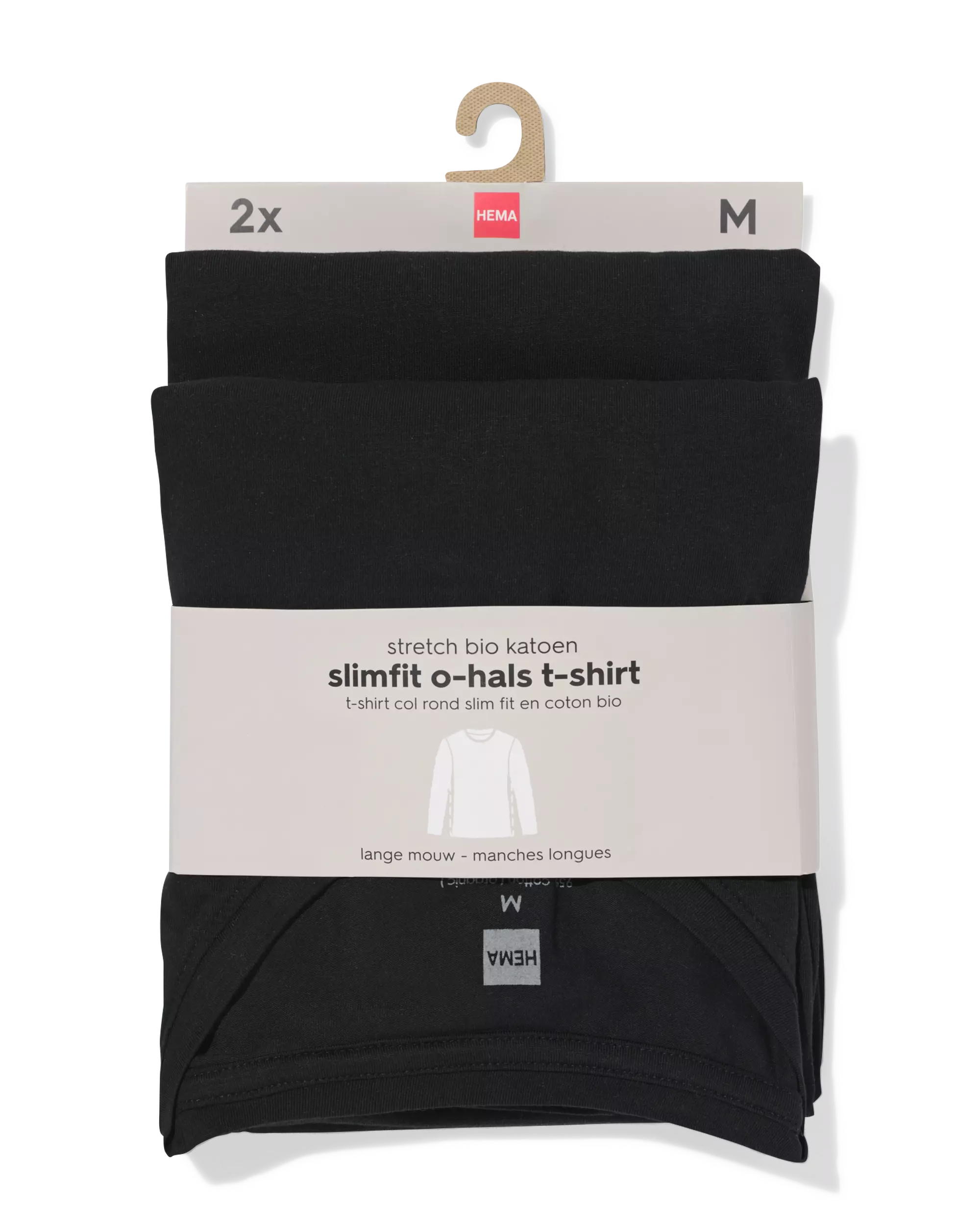 Herren-T-Shirts, Langarmmodell, Slim Fit, O-Ausschnitt – 2 Stück