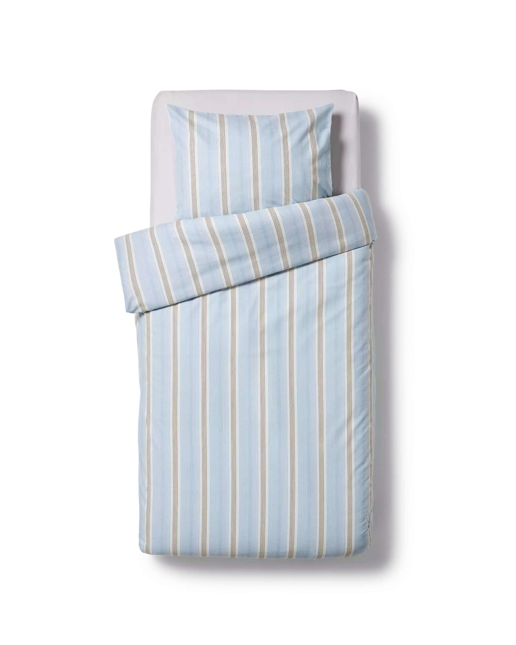 housse de couette 140x200/220cm flanelle à rayures bleue