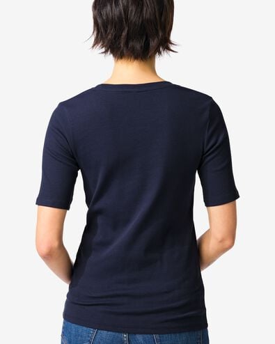 Damen-T-Shirt, normale Passform, gerippt dunkelblau dunkelblau - 36310720DARKBLUE - HEMA