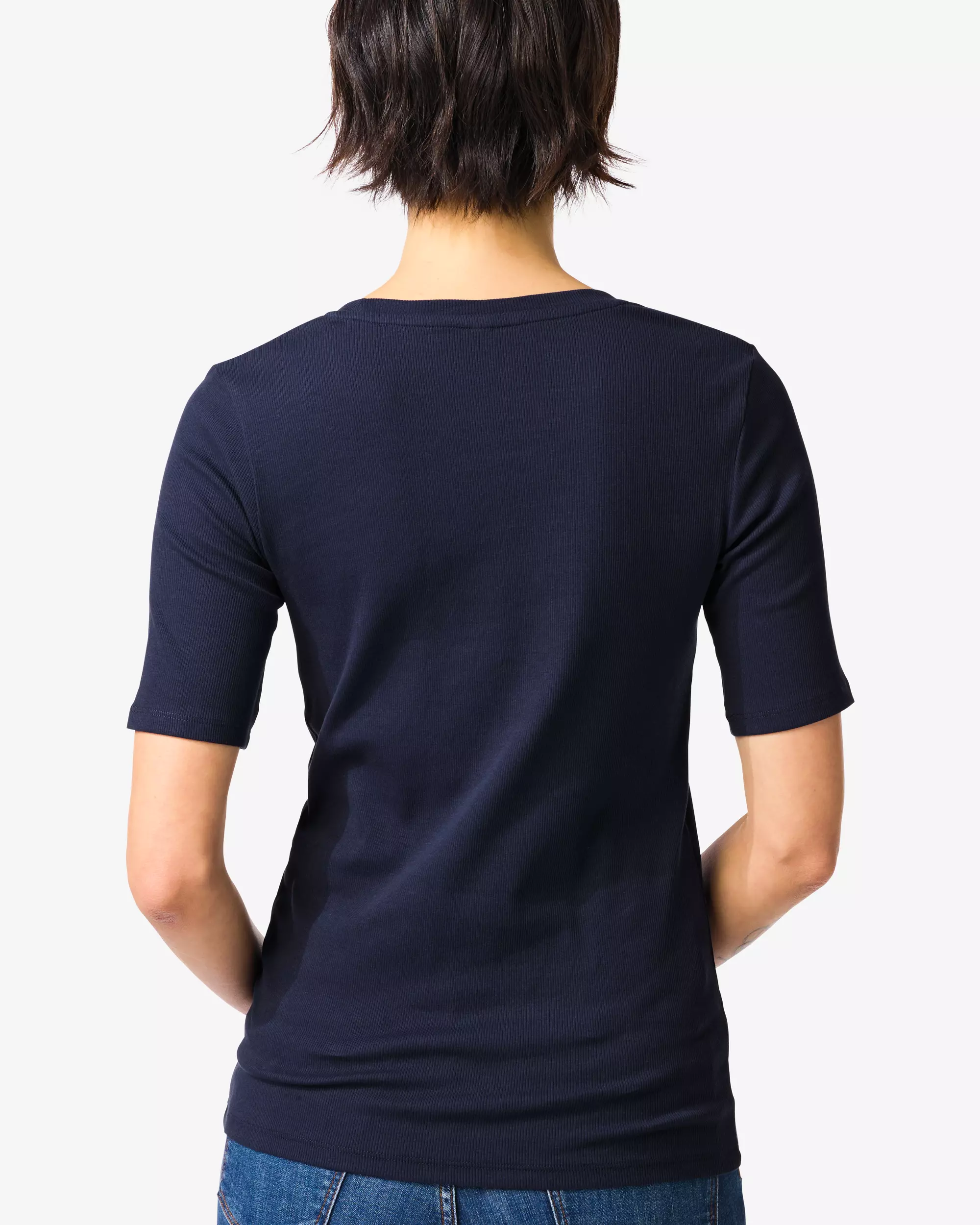 Damen-T-Shirt, normale Passform, gerippt