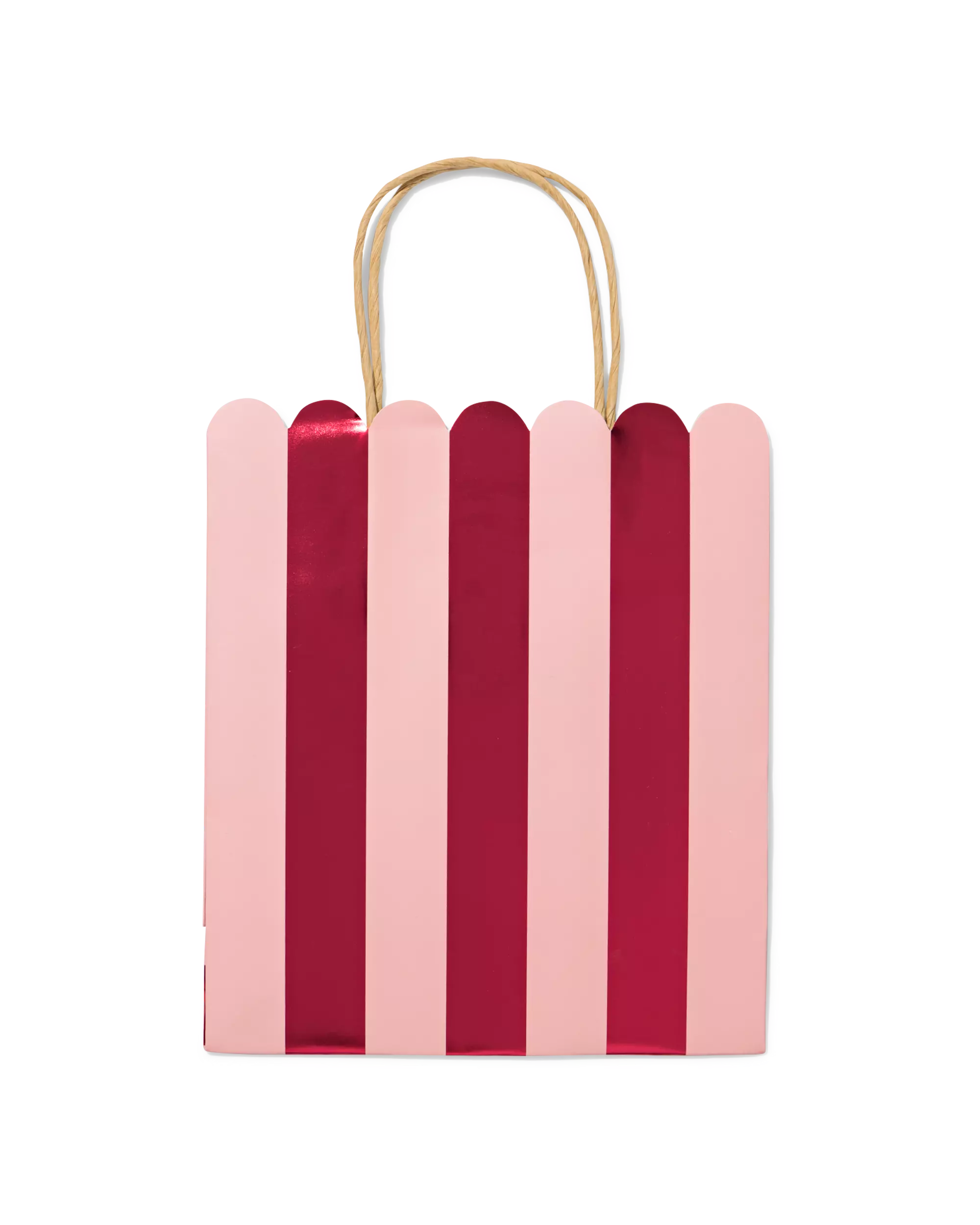 Geschenktüte M, 29 × 18 cm, gestreift, Rosa und Weinrot