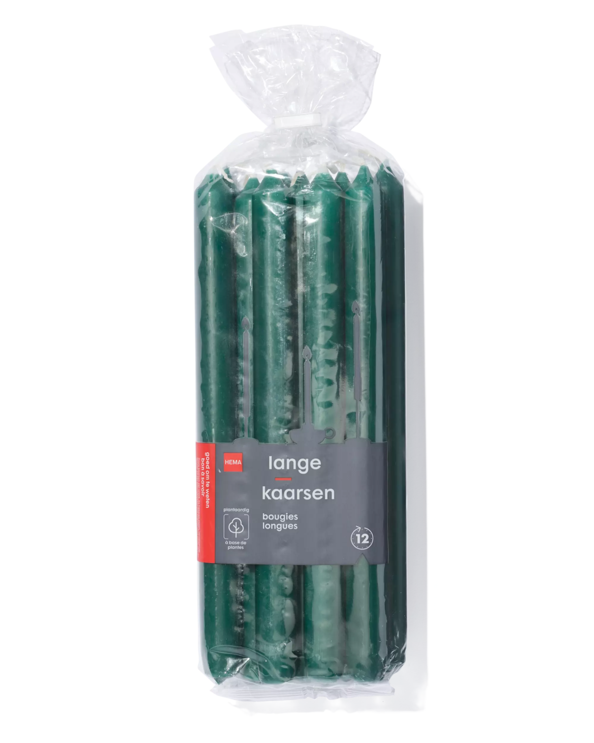 12 bougies longues Ø2.2x29 vert foncé 