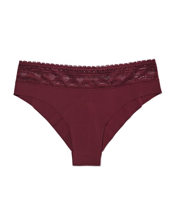 dames brazilian micro met kanten tailleband donkerrood