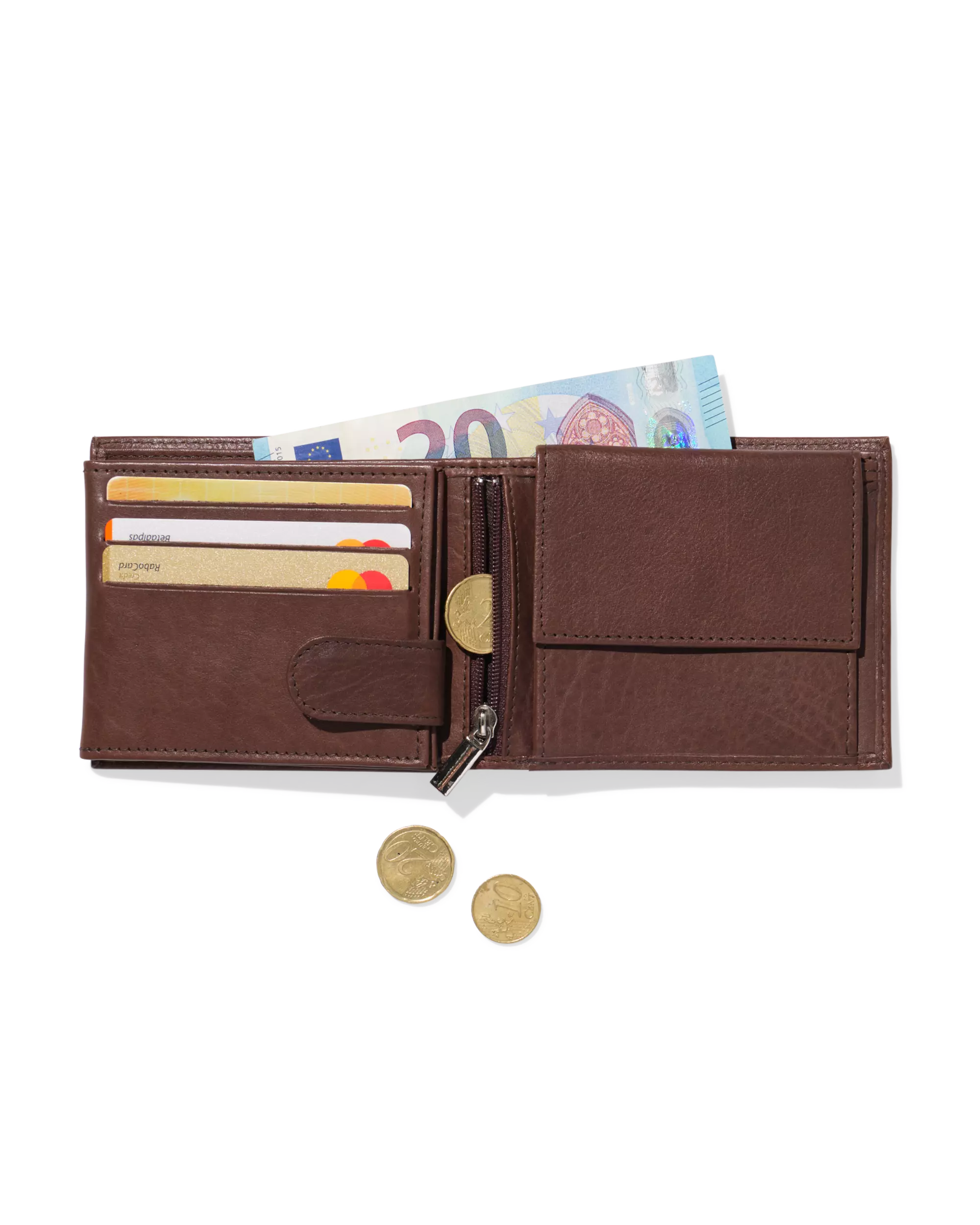 Brieftasche, niedriges Format, aus braunem Leder