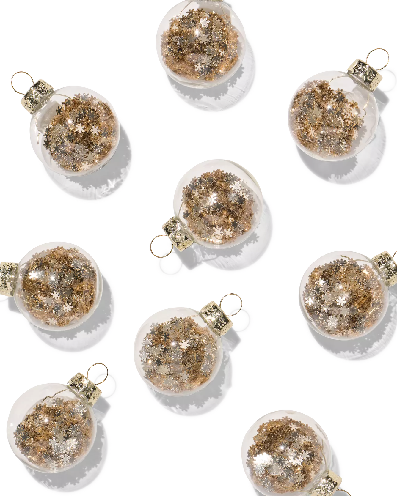 boules de Noël en verre dorées - 9 pièces