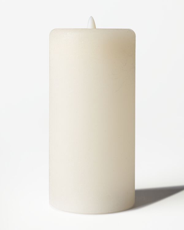 bougie cylindrique led ⌀7,5 x 15 cm rustique ivoire - 13550215 - HEMA