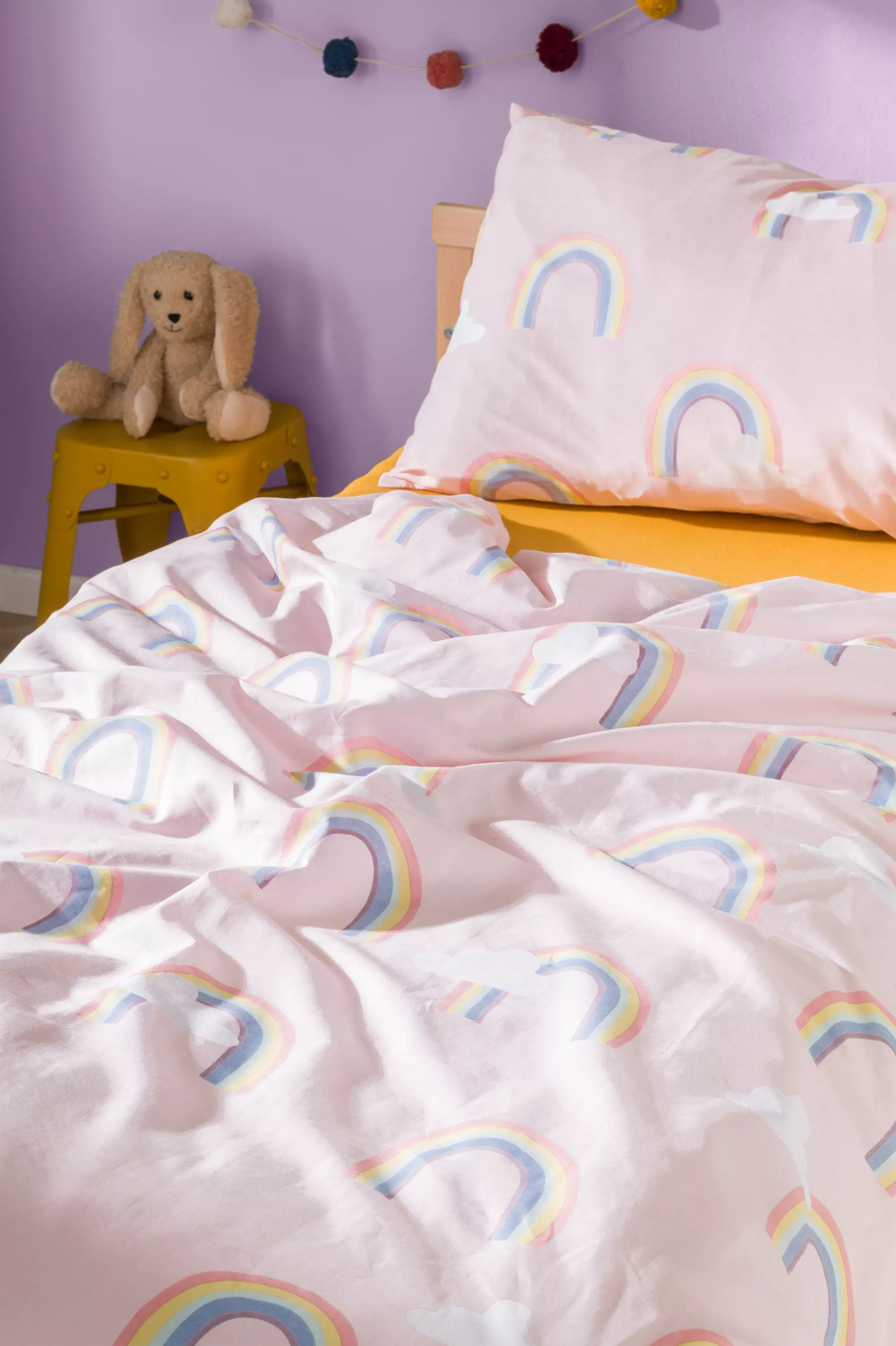 Kleinkind-Bettbezug 120 × 150 cm weiche Baumwolle Regenbogen