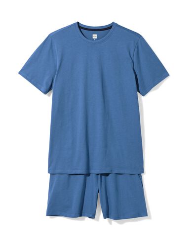 Herren-Kurz-Pyjama Jaap, Jersey mittelblau - 23686530MIDBLUE - HEMA