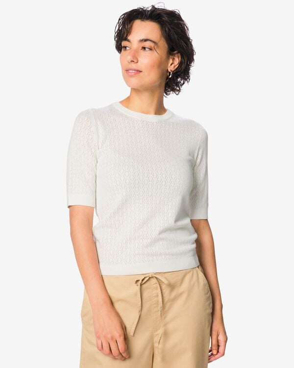 Damenpullover, strukturiert wei&szlig; wei&szlig; - 36212940WHITE - HEMA