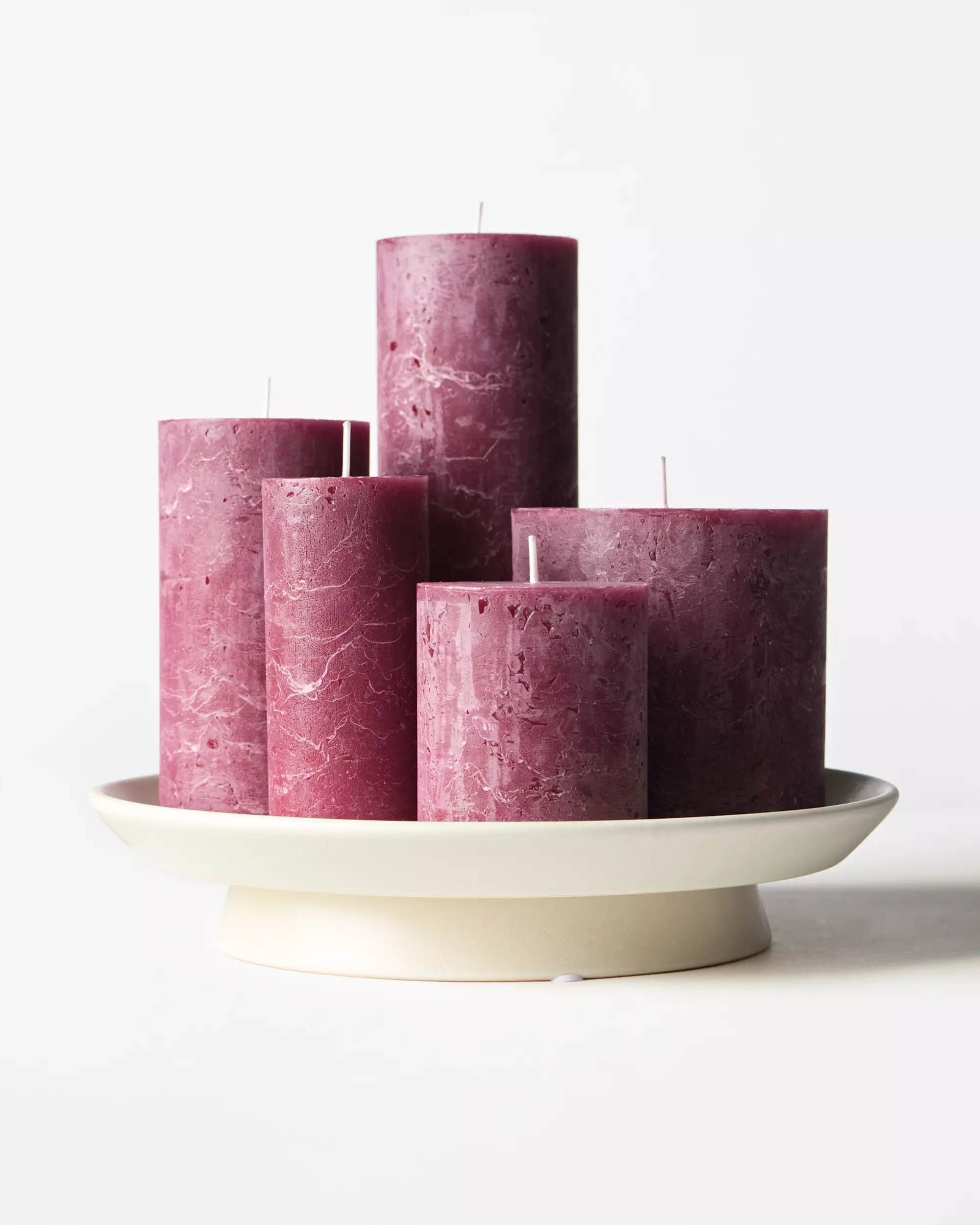 bougie cylindrique ⌀7x13cm rustique aubergine