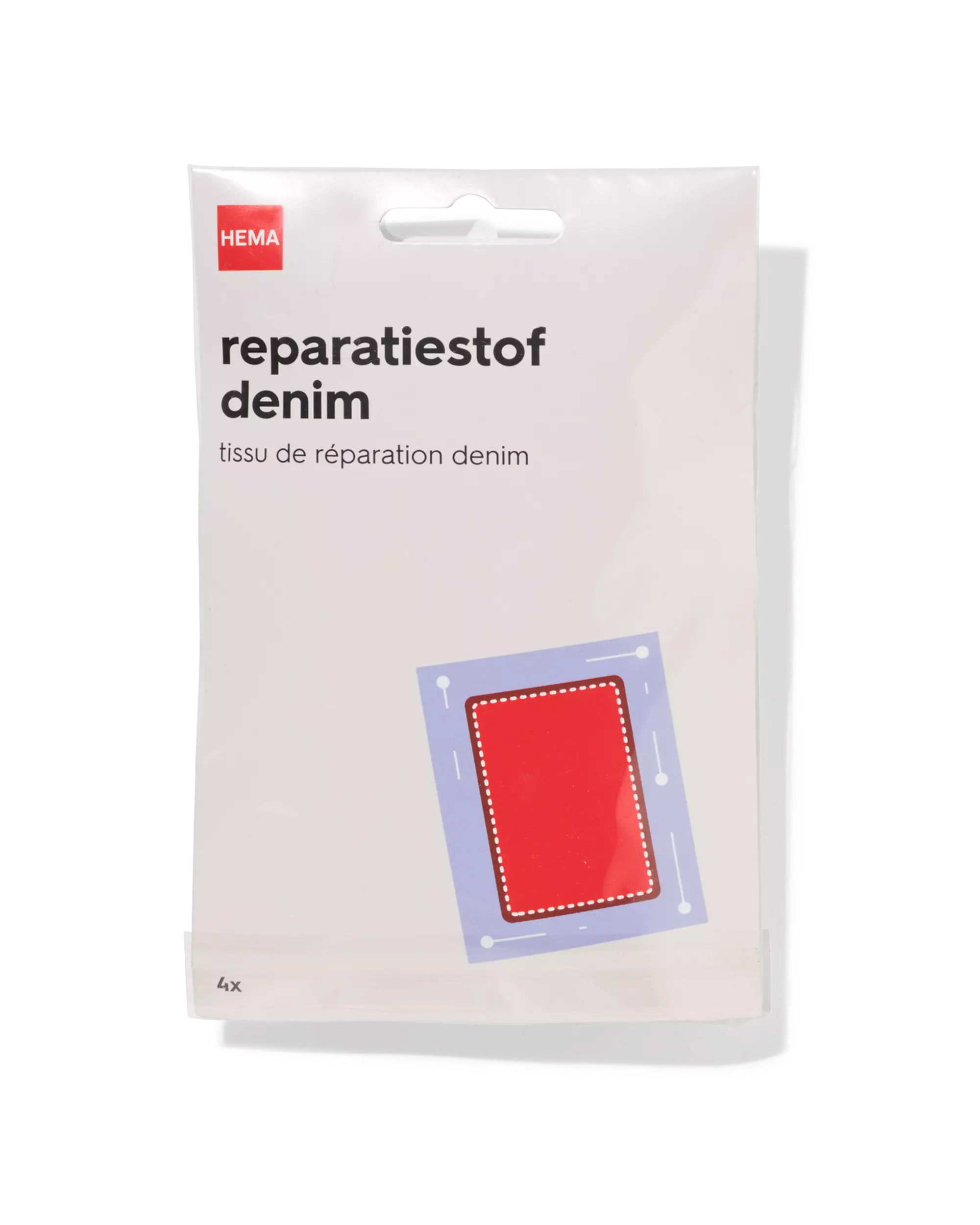 Reparaturstoff 19 × 12 cm, Denim, Weiß, Braun, Grau, Schwarz – 4 Stück