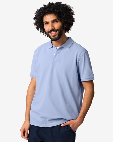 polo homme Denton coupe classique piqu&eacute; bleu clair bleu clair - 2140870LIGHTBLUE - HEMA