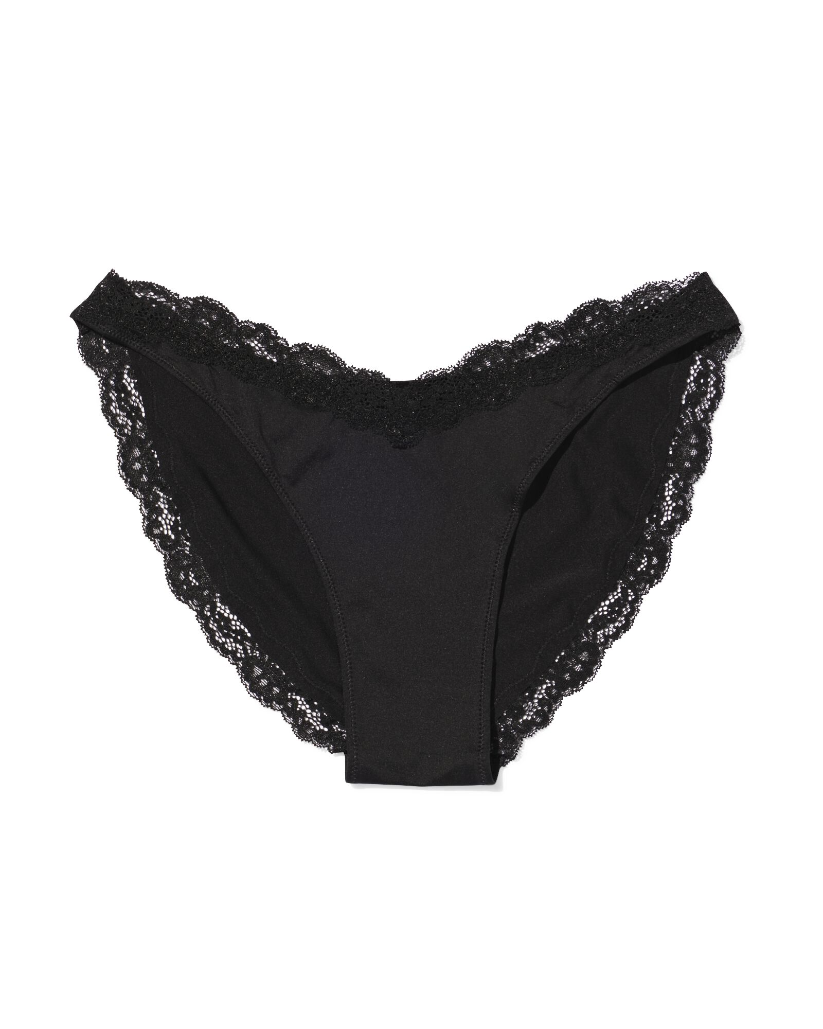 culotte br&eacute;silienne femme coupe &eacute;chancr&eacute;e microfibre avec dentelle noir noir - 19601344BLACK - HEMA