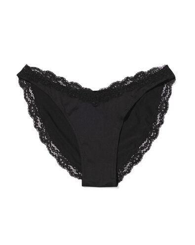culotte br&eacute;silienne femme coupe &eacute;chancr&eacute;e microfibre avec dentelle noir noir - 19601344BLACK - HEMA