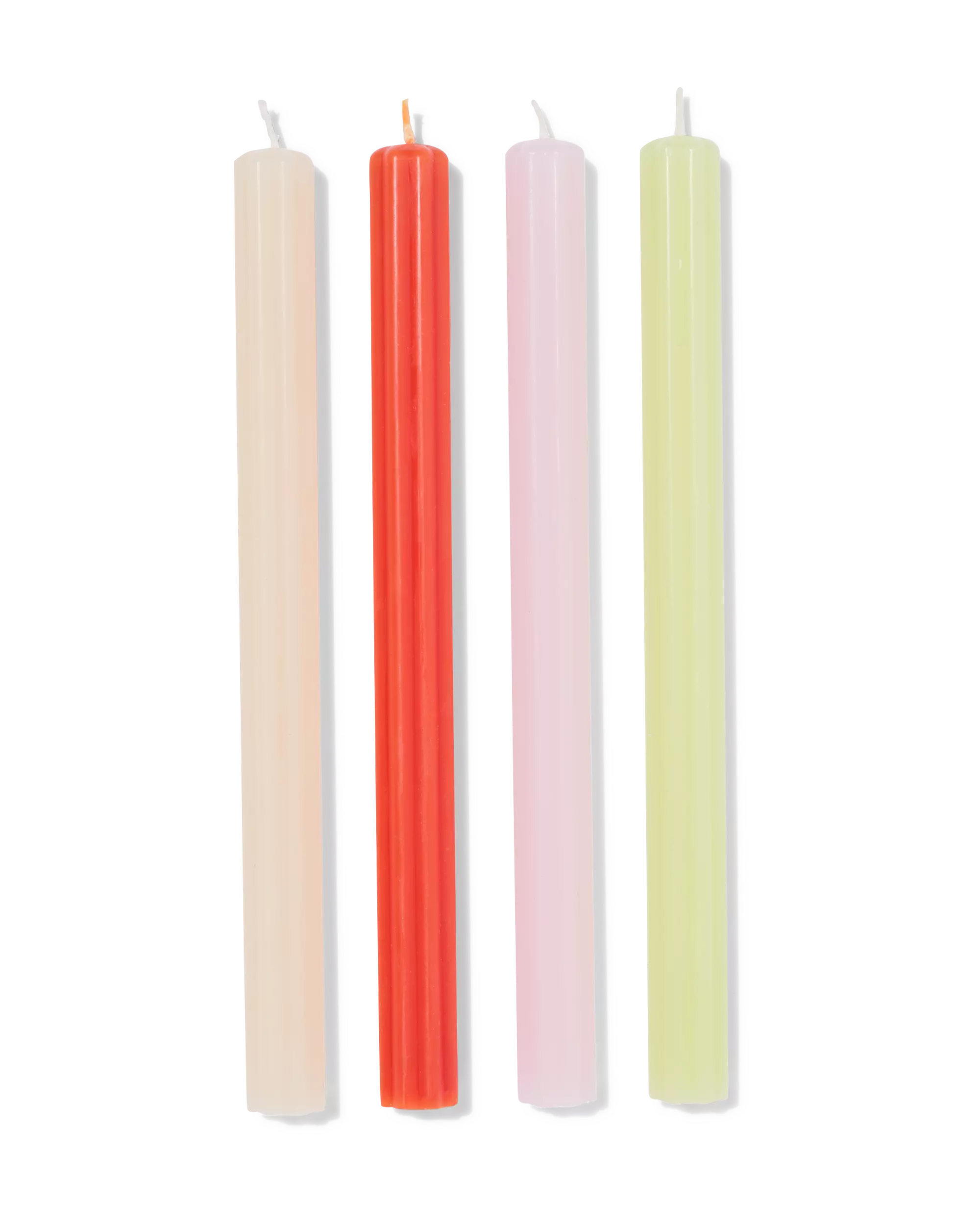bougies longues ⌀2,2x25cm en forme de fleur orange-rose - 4 pièces