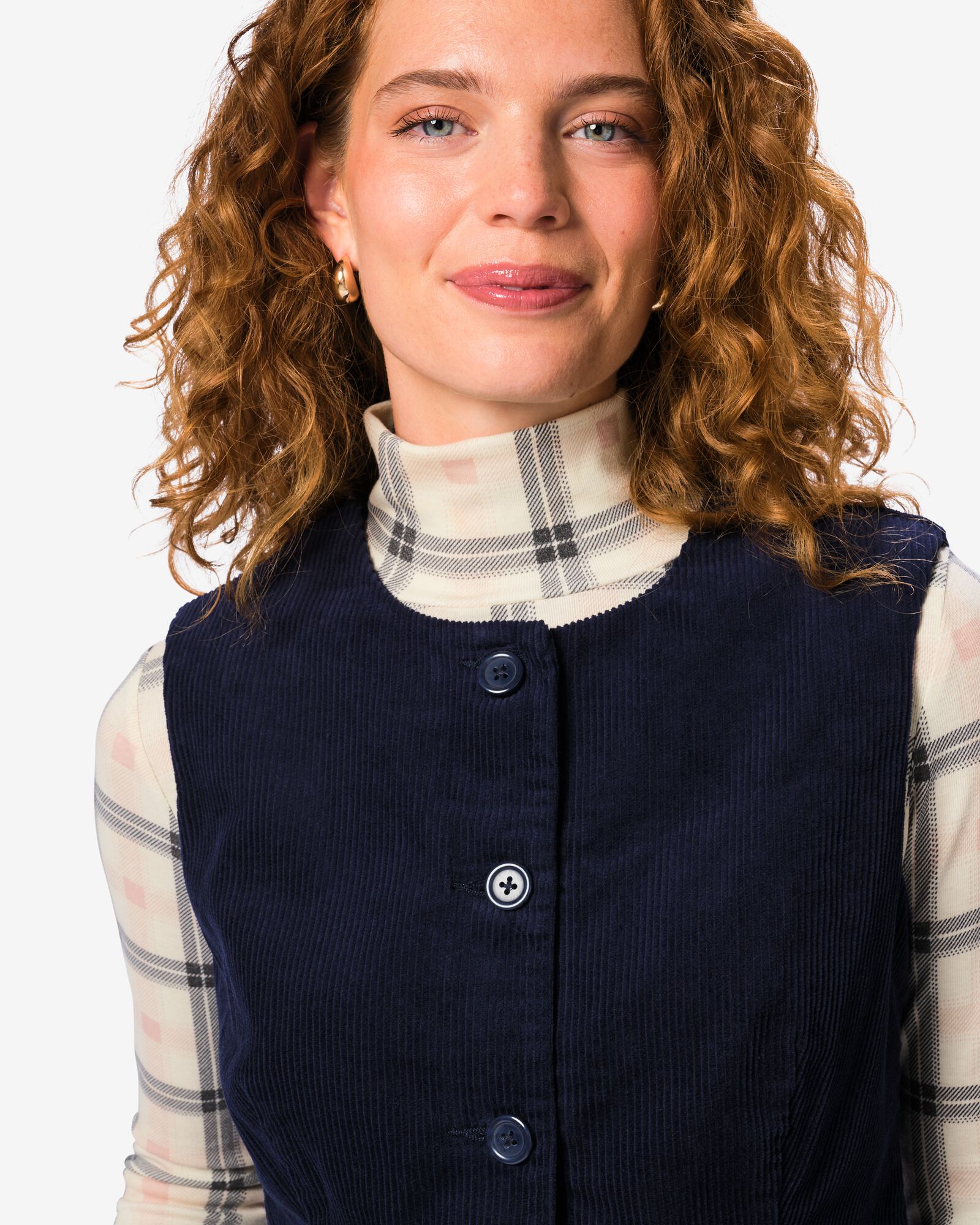 damesgilet rib donkerblauw donkerblauw - 36215230DARKBLUE - HEMA