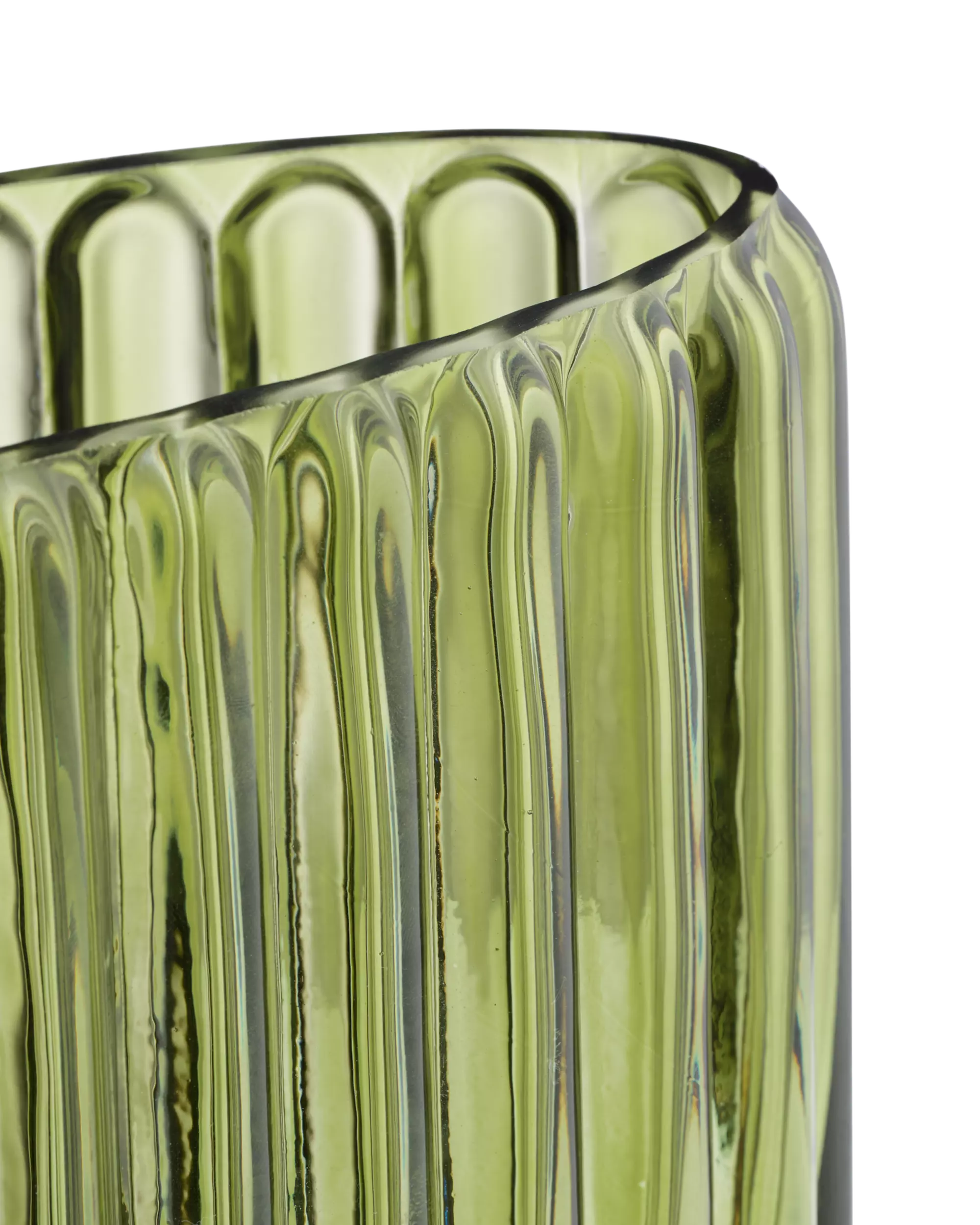 vase ⌀8x20cm verre ovale vert