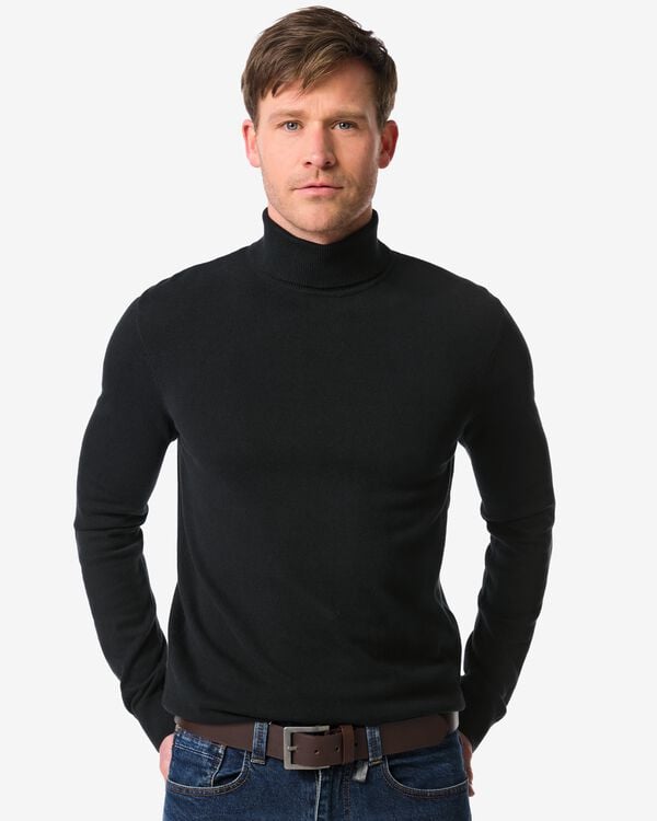 heren coltrui  zwart zwart - 2117002BLACK - HEMA