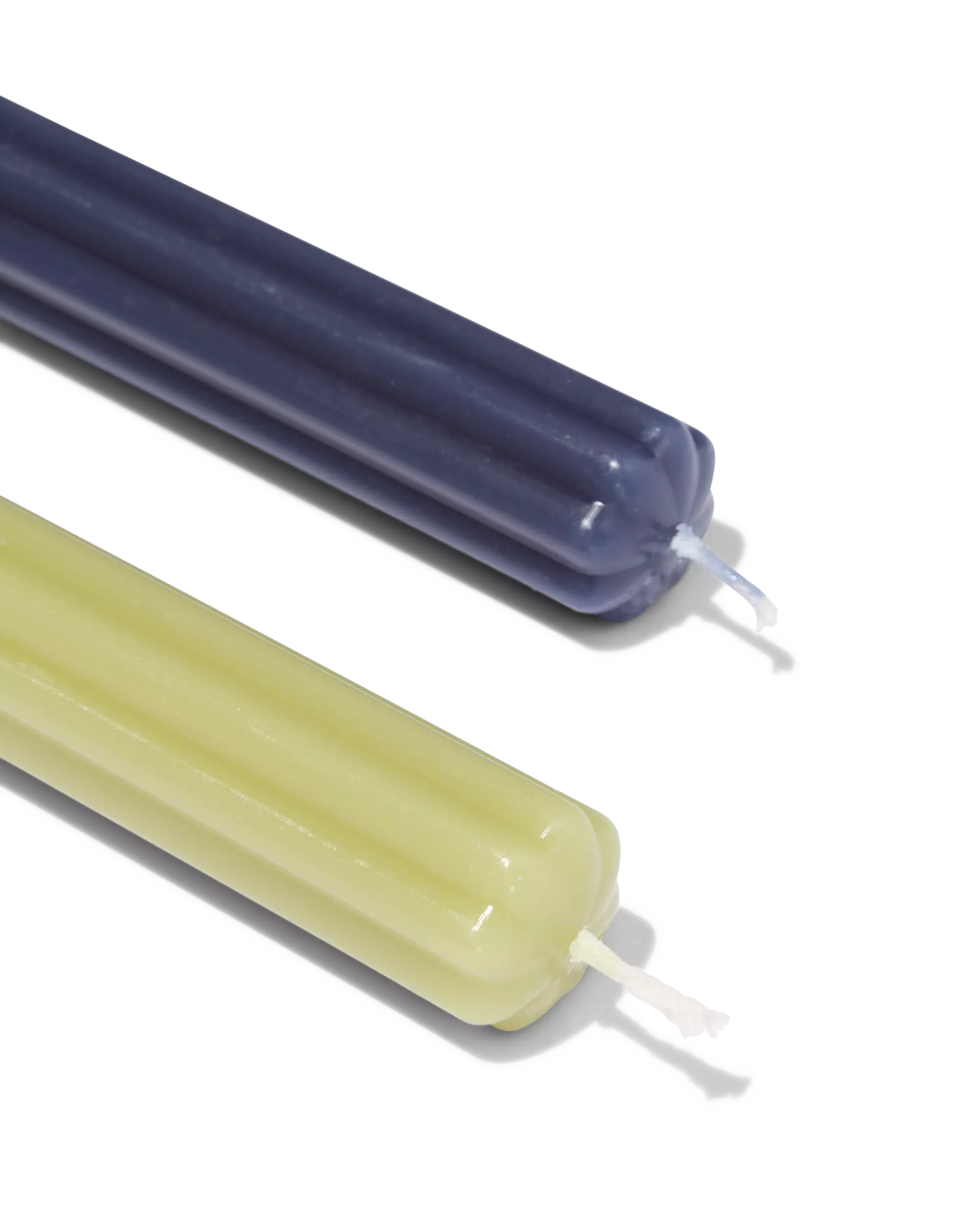 bougies longues ⌀2,2x25cm forme de fleur bleu-vert - 4 pièces