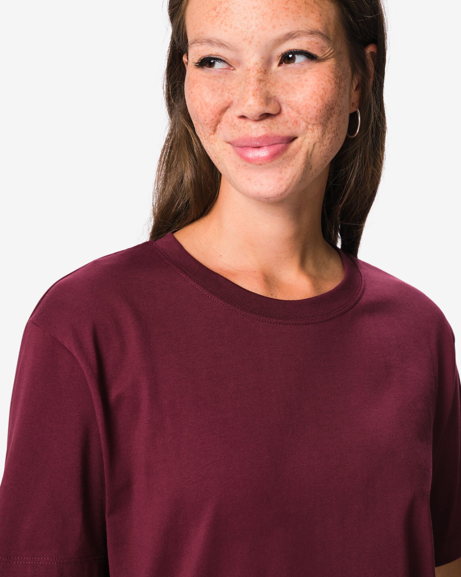 t-shirt Larissa femme coupe classique bordeaux bordeaux - 36306670BURGUNDYRED - HEMA