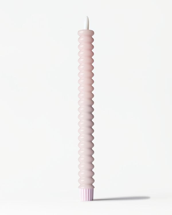 bougie de table led 2,5x27,3cm nervur&eacute;e rose clair - 13550240 - HEMA