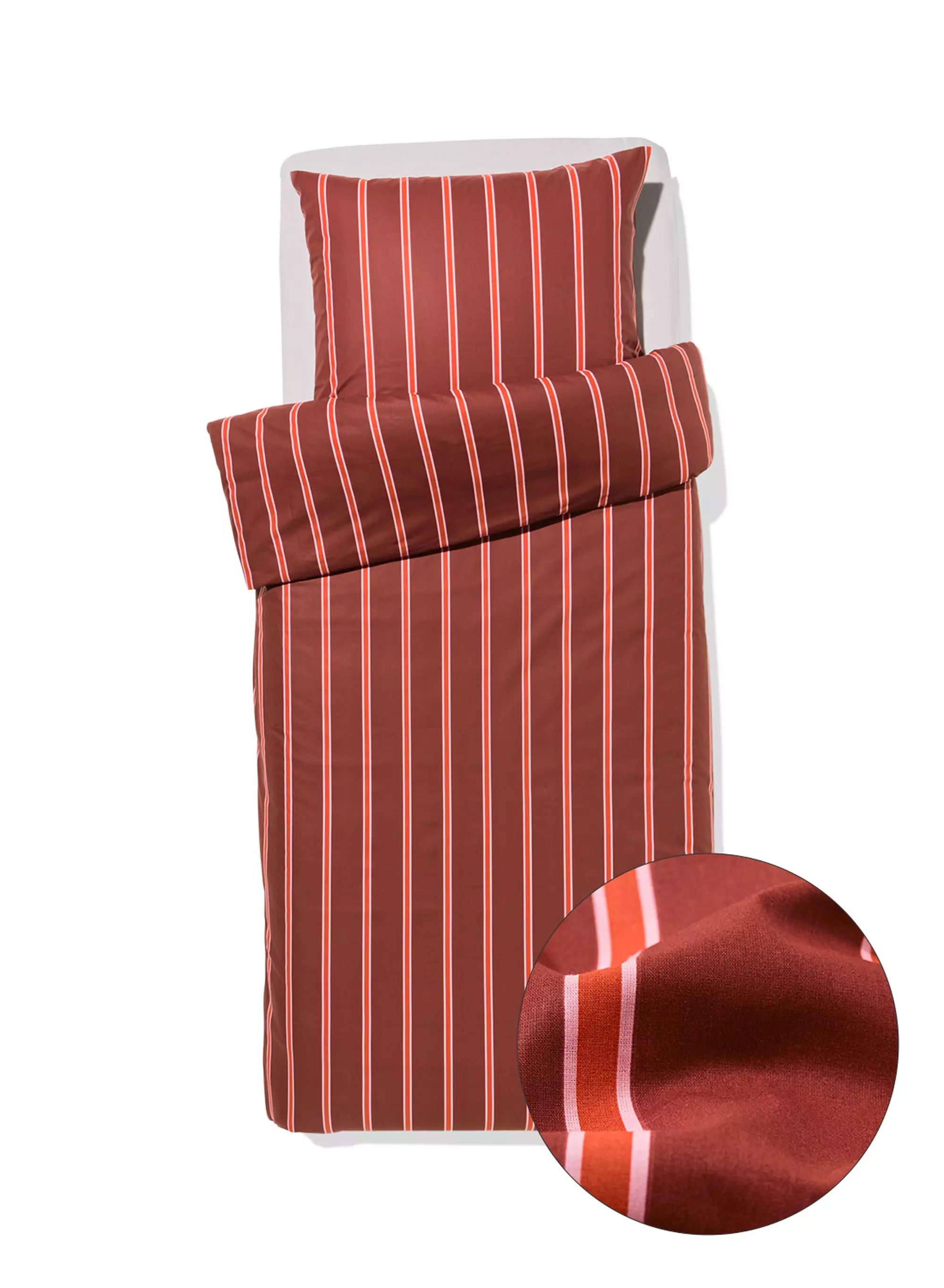 housse de couette 140x200/220cm coton doux rayé marron
