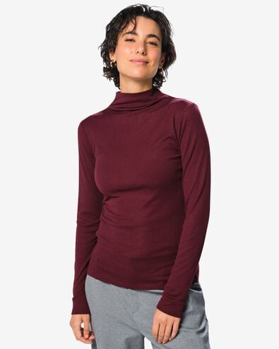t-shirt femme Lora maille fine bordeaux bordeaux - 36214350BURGUNDYRED - HEMA
