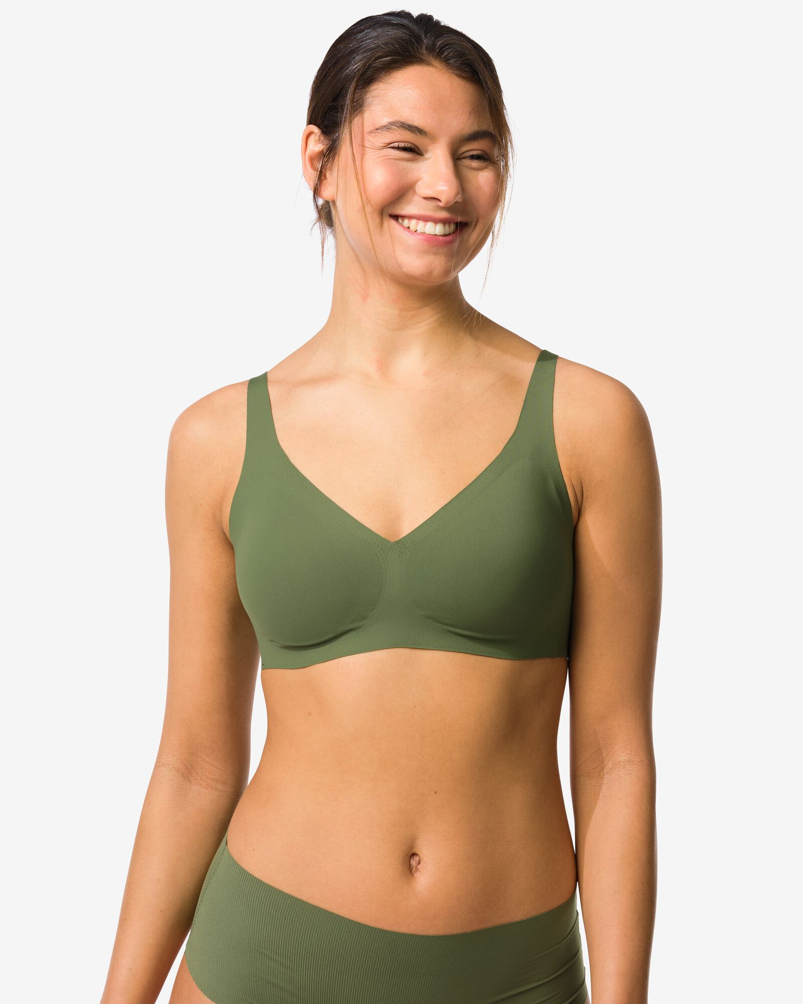 soutien-gorge pr&eacute;form&eacute; sans armatures et sans coutures  vert fonc&eacute; vert fonc&eacute; - 21805535DARKGREEN - HEMA