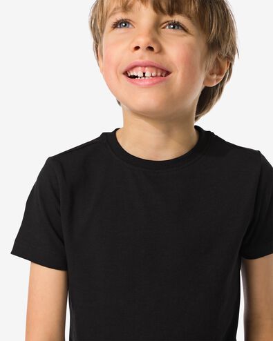 2 t-shirts basics enfant coton stretch noir noir - 30729403BLACK - HEMA