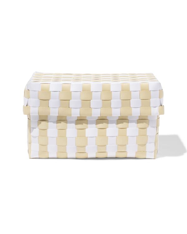 panier 25x15cm avec couvercle beige &agrave; carreaux - 39800050 - HEMA