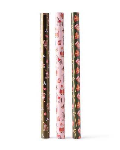 papier cadeau 50x200cm Saint-Nicolas - 3 pi&egrave;ces - 25900092 - HEMA