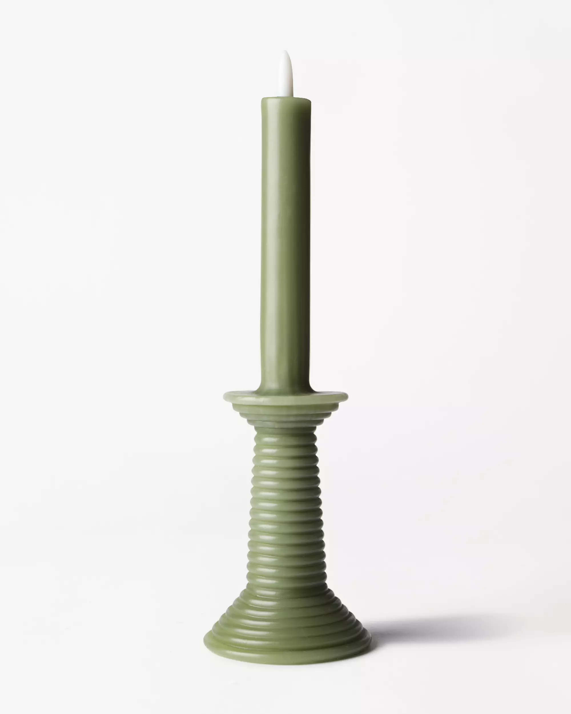 bougie led en forme de bougeoir ⌀7,6 x 27,5 cm rustique verte