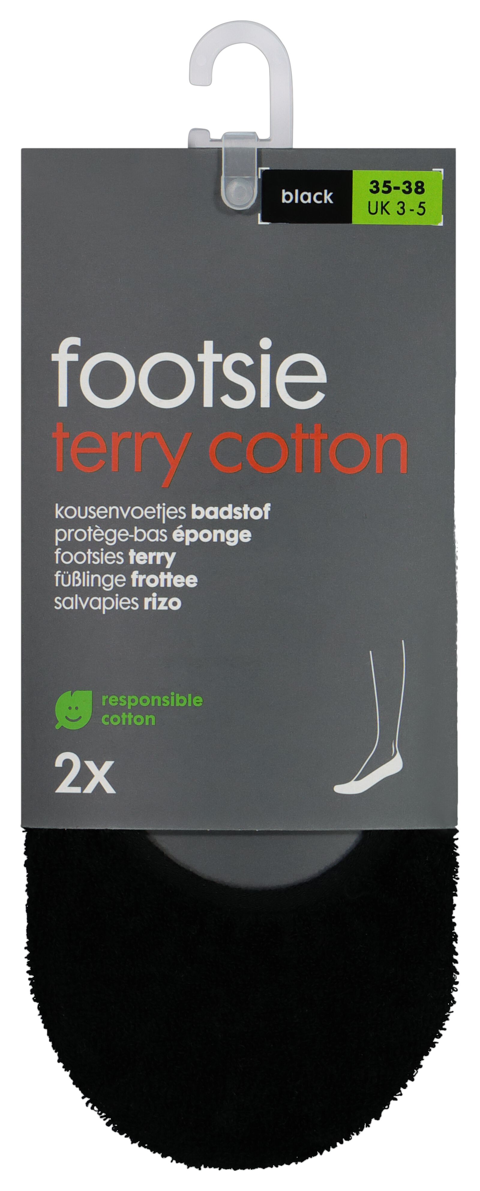 dames footies badstof - 2 paar zwart - 4080088BLACK - HEMA