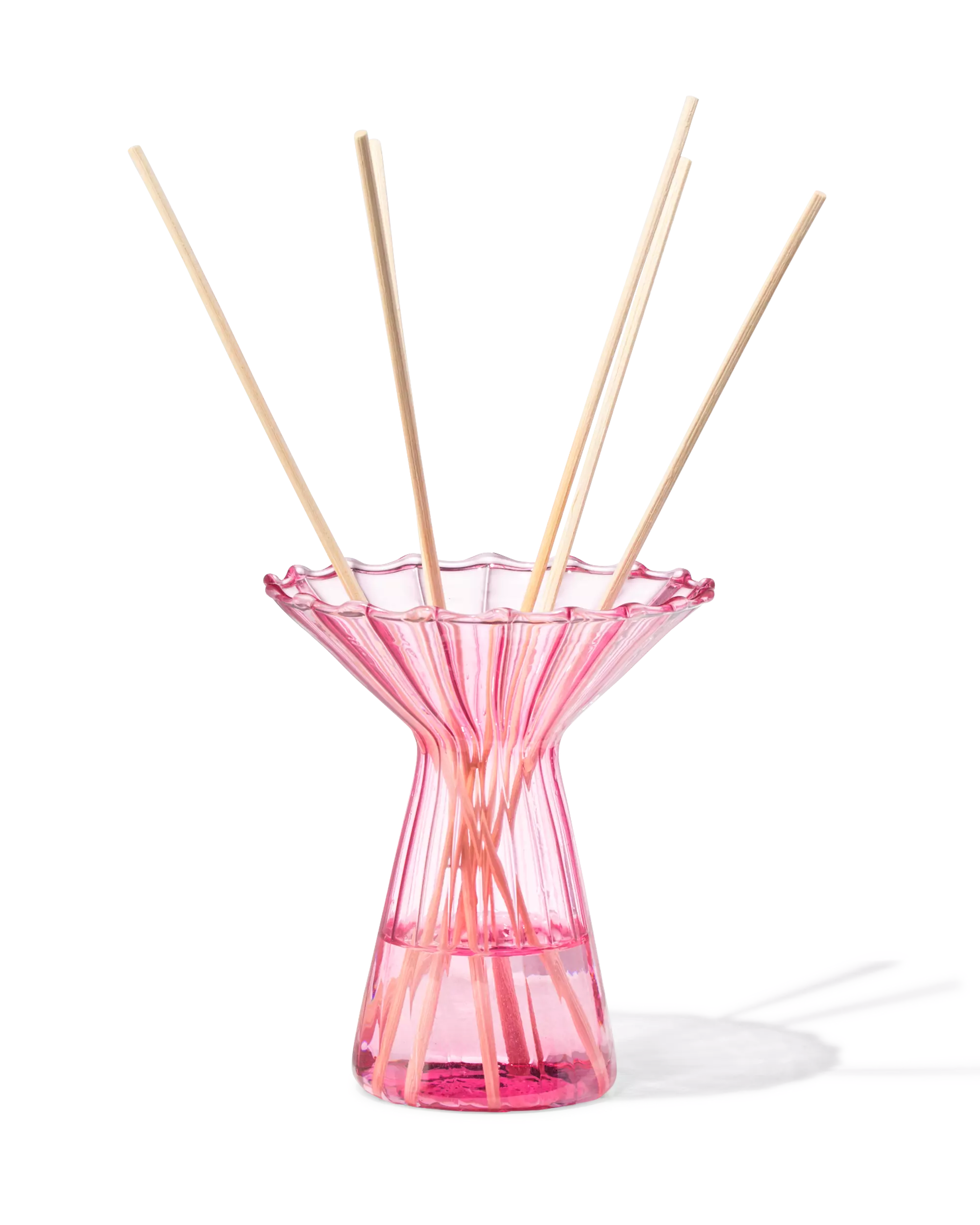 vaas voor geurstokjes ⌀10x12cm glas met kraag roze