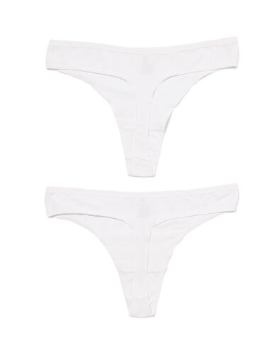 dames strings stretch katoen - 2 stuks wit wit - 19630904WHITE - HEMA