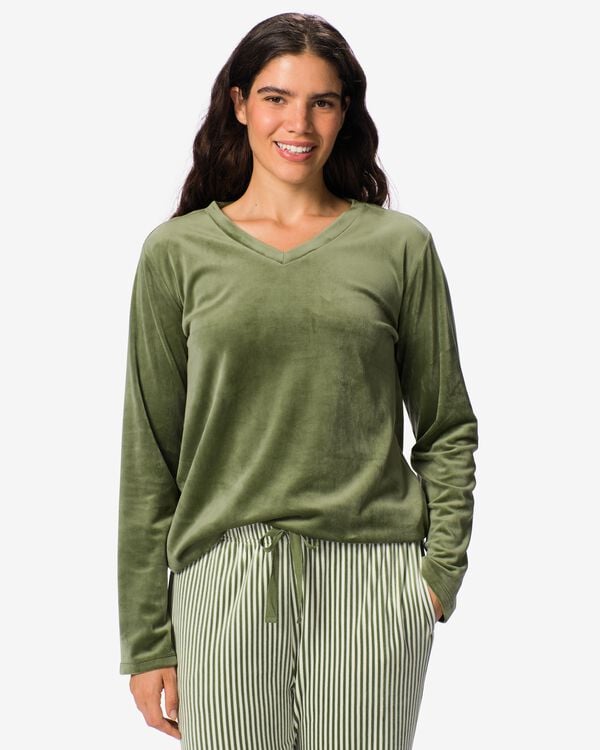 haut femme velours vert vert - 23401373GREEN - HEMA