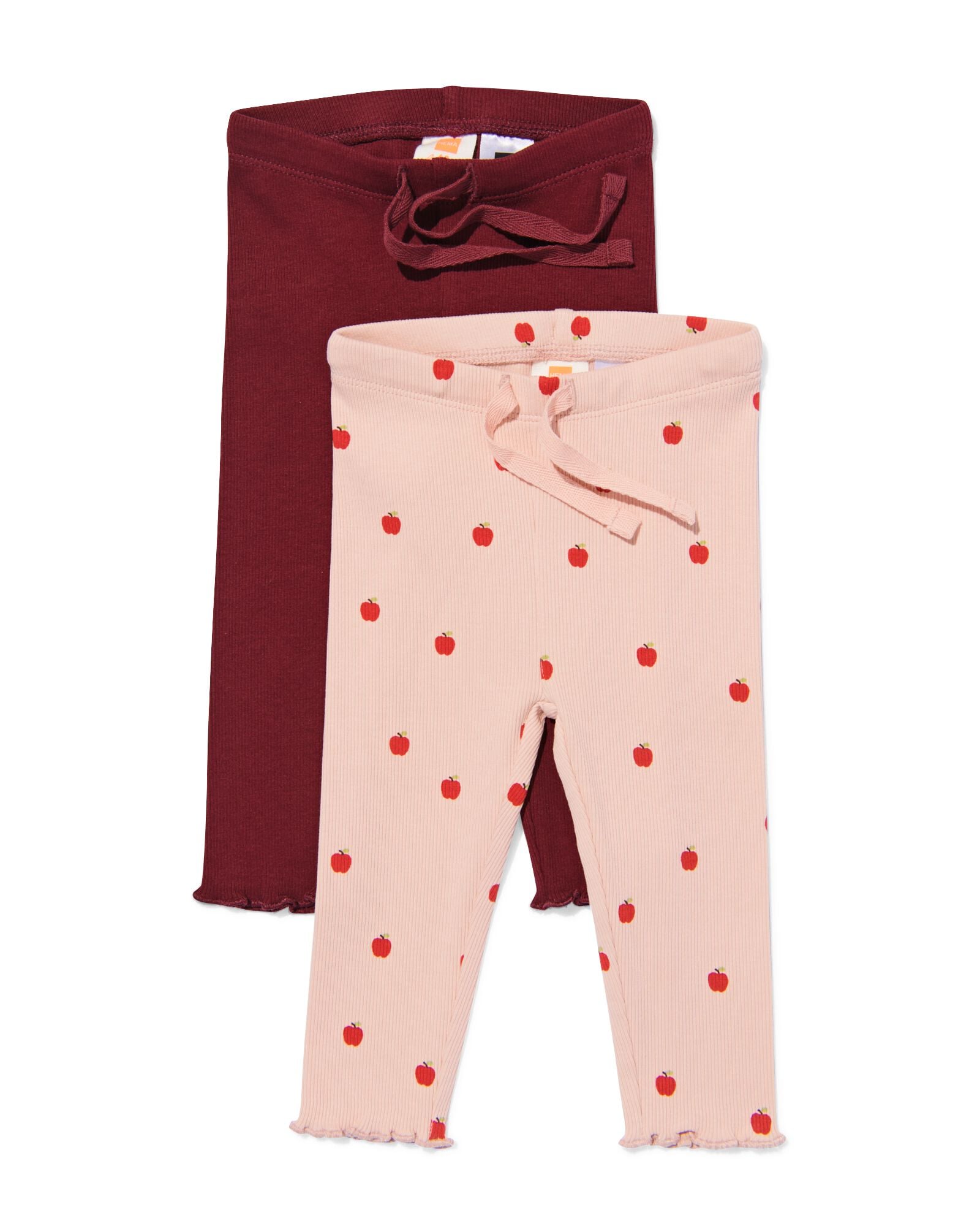 leggings b&eacute;b&eacute; c&ocirc;tel&eacute;s ajust&eacute;s petites pommes - 2 pi&egrave;ces bordeaux bordeaux - 33018480BURGUNDYRED - HEMA