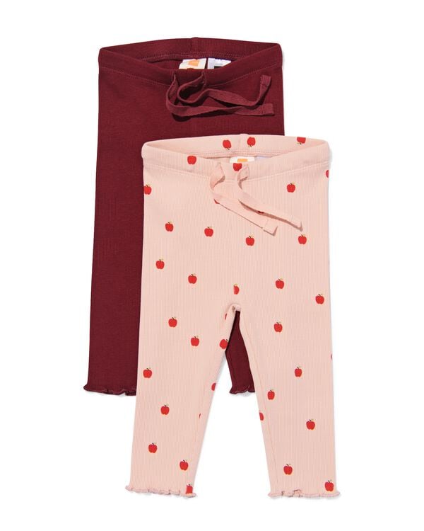 Babyleggings, anliegend, gerippt, &Auml;pfel &ndash; 2 St&uuml;ck bordeauxrot bordeauxrot - 33018480BURGUNDYRED - HEMA