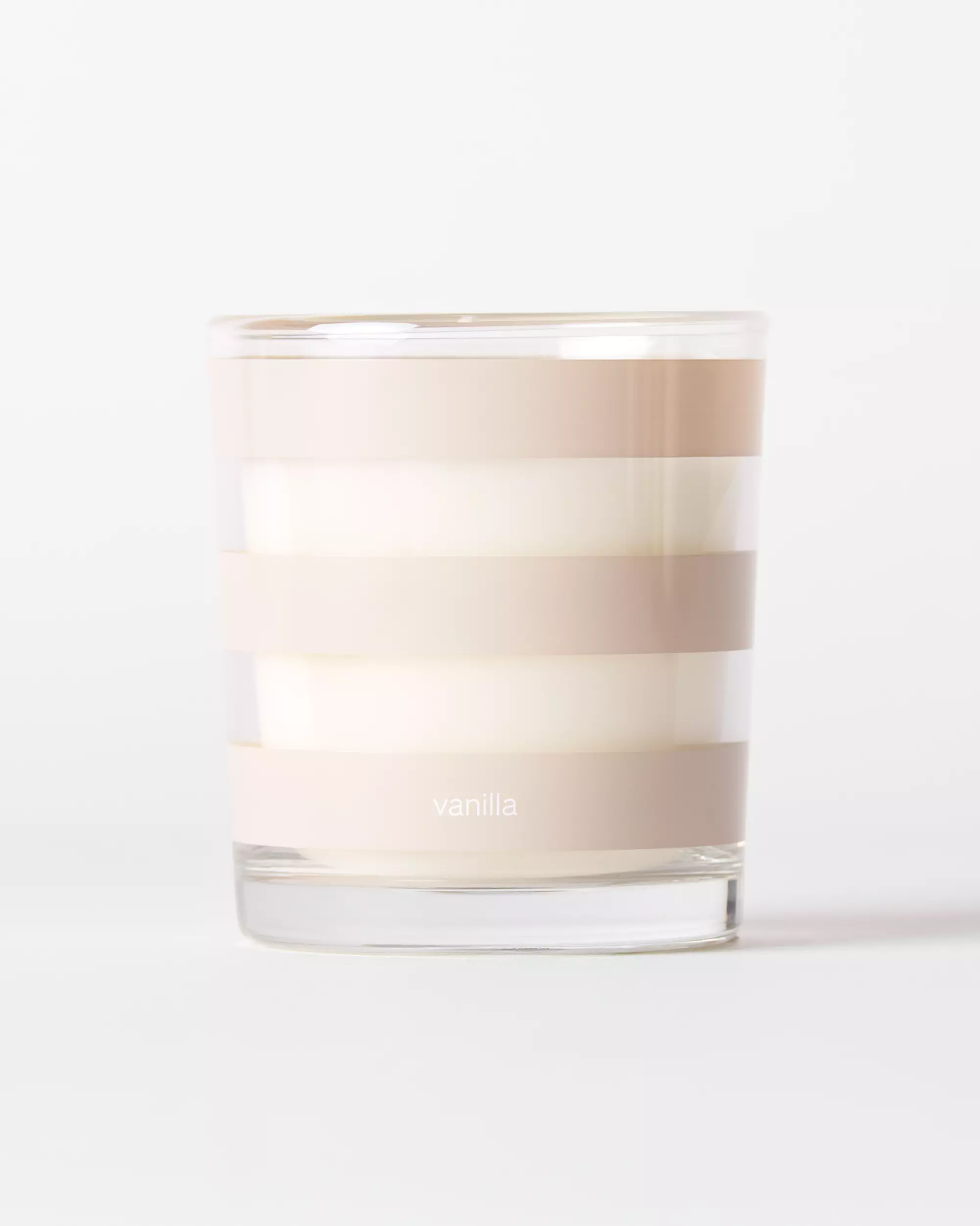 bougie parfumée ⌀7x8cm verre rayures vanille