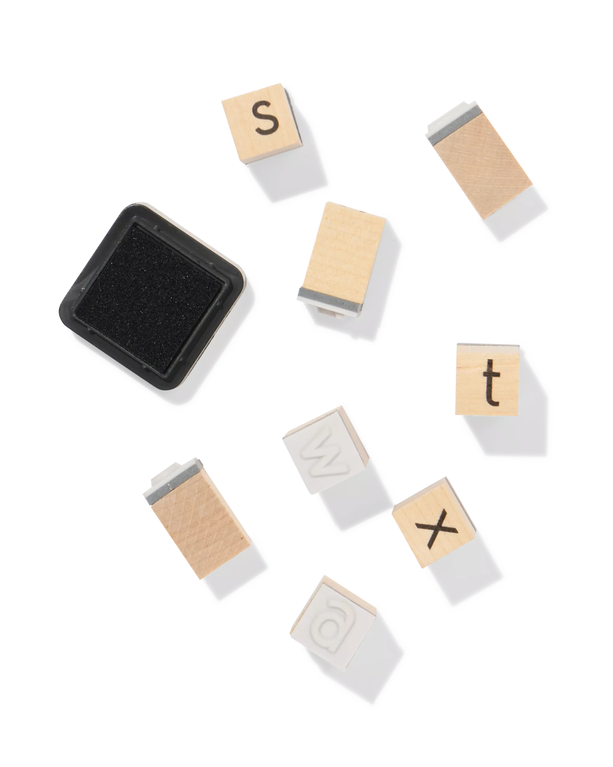 jeu de tampons alphabet avec encreur en bois