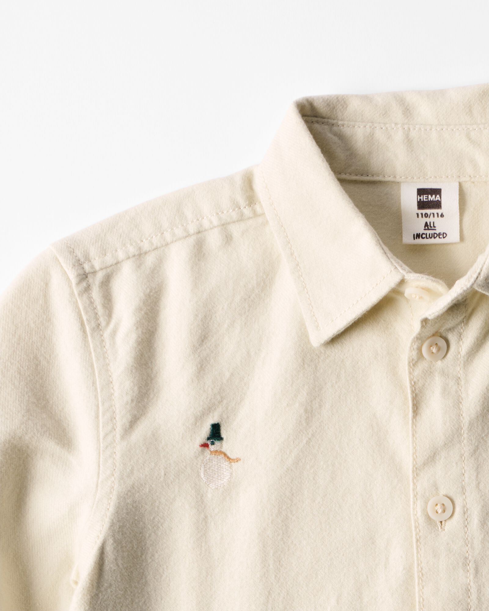 chemise enfant bonhomme de neige &eacute;cru &eacute;cru - 30731602ECRU - HEMA