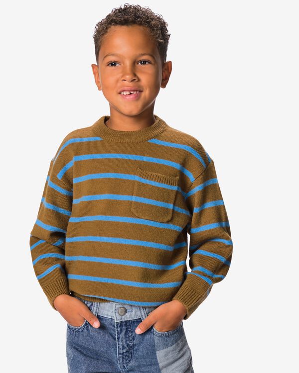 pull enfant tricot&eacute; &agrave; rayures marron marron - 30725708BROWN - HEMA