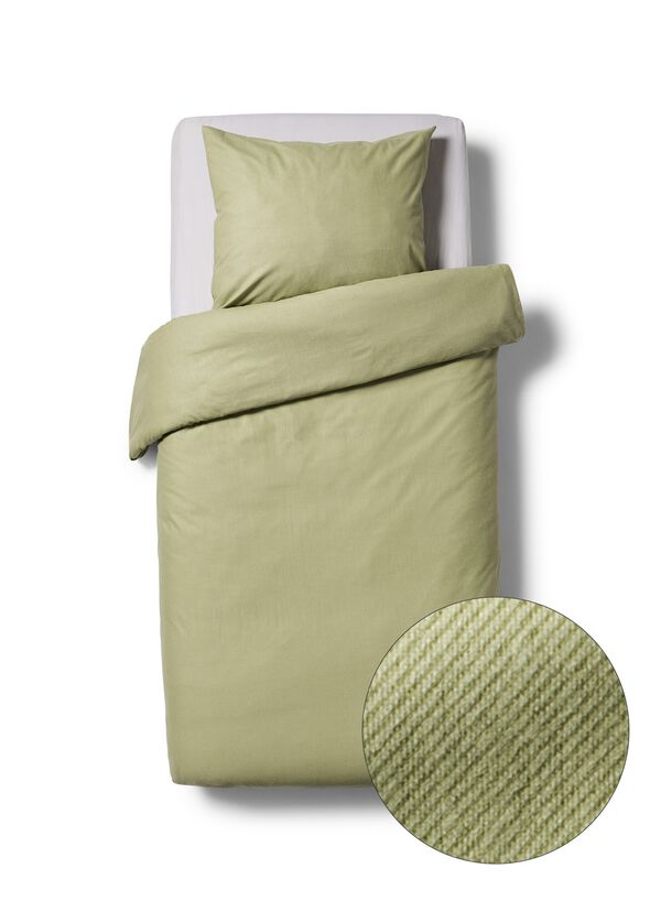 dekbedovertrek 140x200/220cm flanel lijnen groen - 5720436 - HEMA