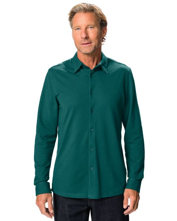 chemise homme Billy piqu&eacute; vert fonc&eacute; vert fonc&eacute; - 2101970DARKGREEN - HEMA