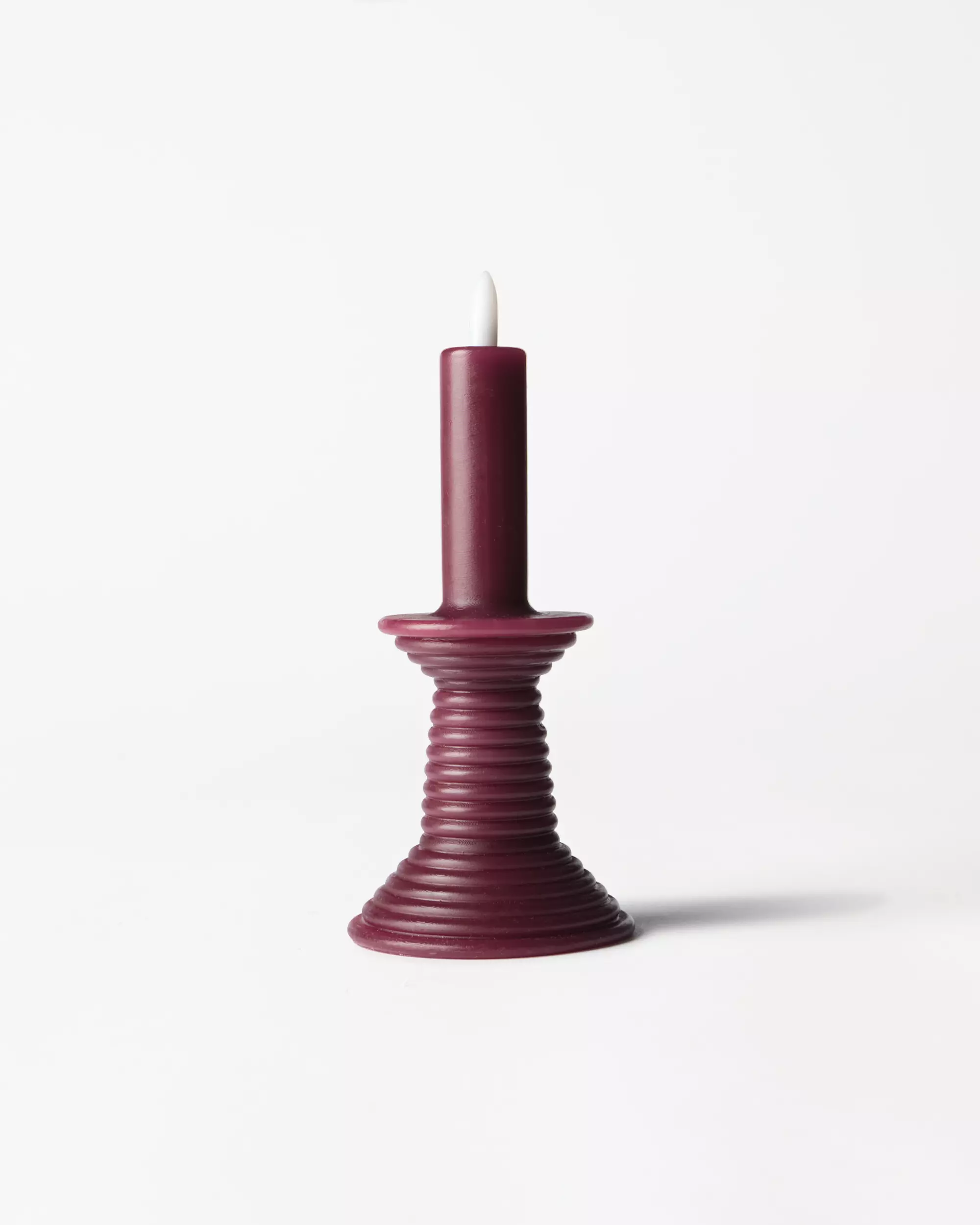 bougie led en forme de bougeoir ⌀7,6 x 18 cm rustique aubergine