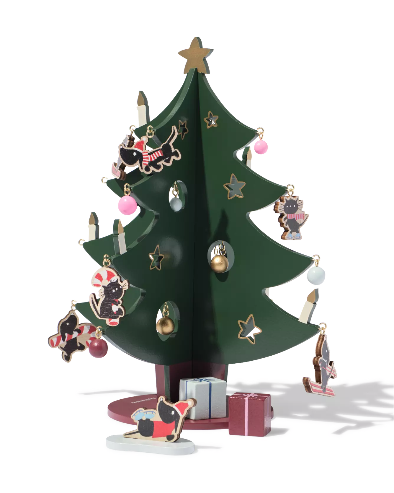 Takkie en Siepie kerstboom 21x27cm hout