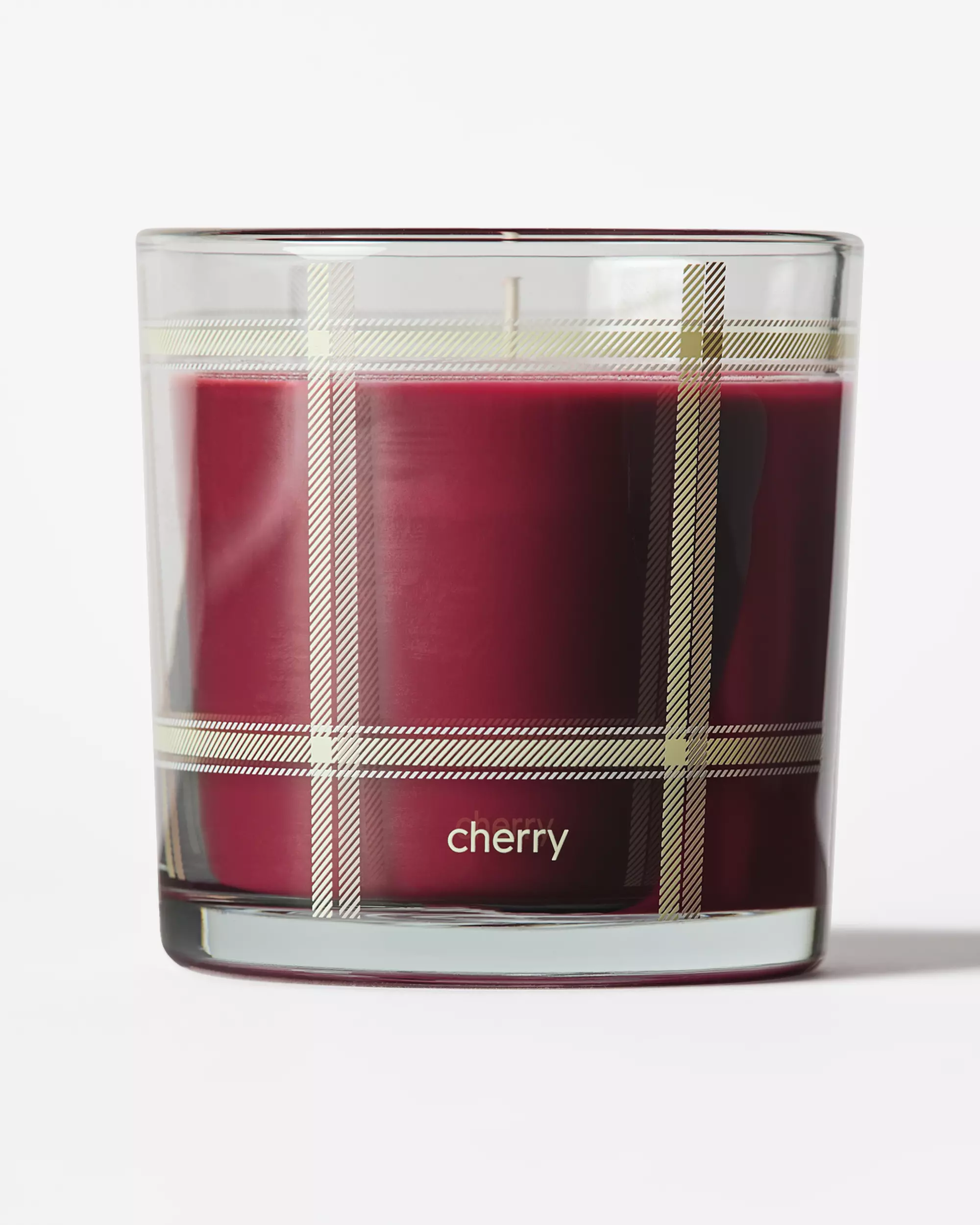 bougie parfumée ⌀10x10cm verre carreaux cerise