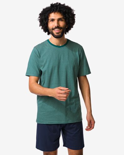 pyjashort homme Jaap jersey rayures vert fonc&eacute; - 23686520DARKGREEN - HEMA